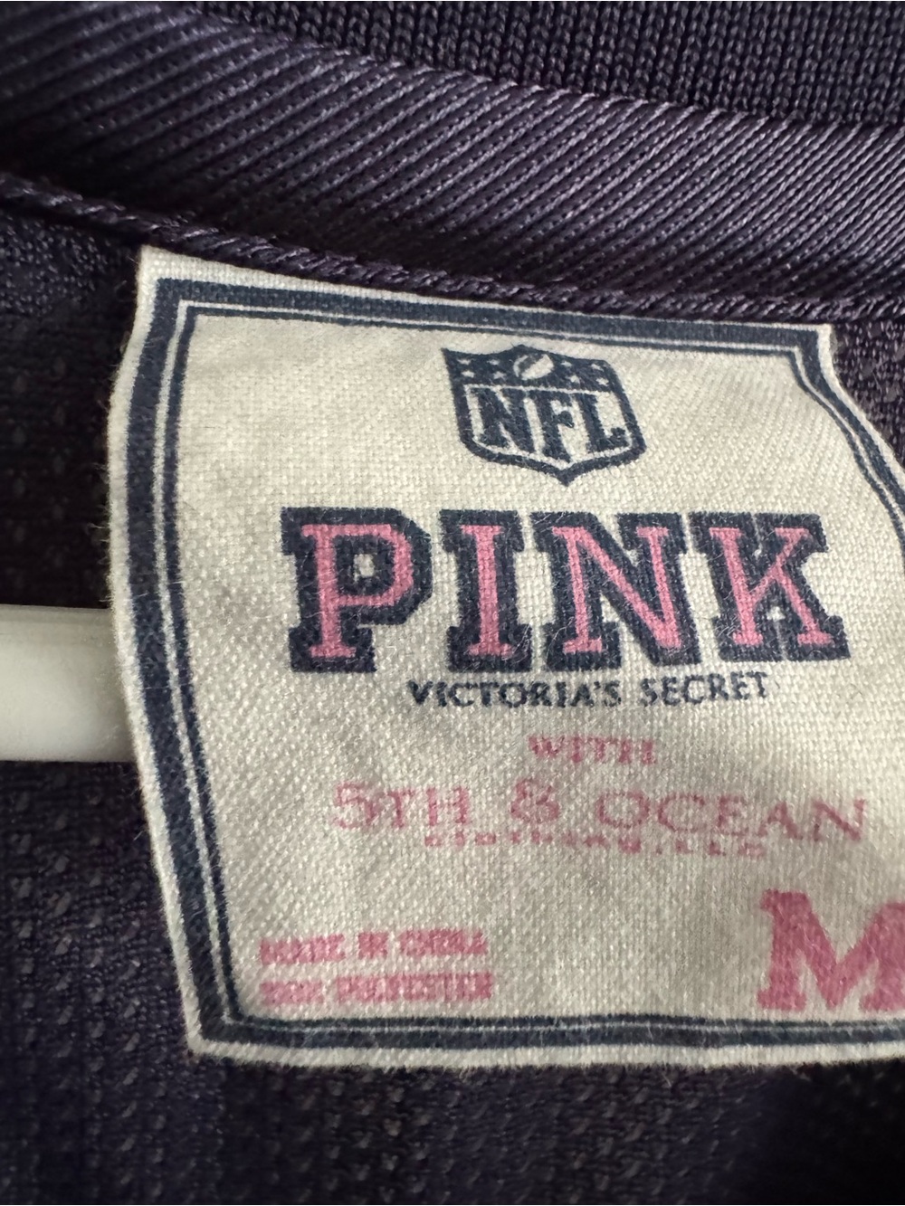 PINK Victoria's Secret NFL Chargers Sequin Jersey Mesh Shirt Medium Like New - Picture 2 of 5